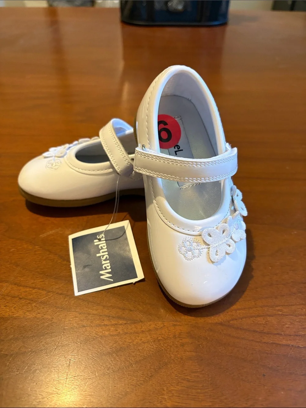 Rachel Shoes White Girls Mary Jane Floral Appliqué Dress Shoes